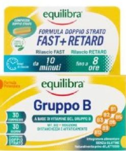 Equilibra Vitamine Gruppo B compresse doppio strato Fast+Retard per ridurre stanchezza e affaticamento con Vitamina B12 B9 e B5