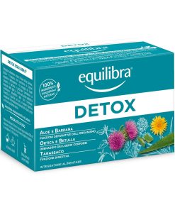 Equilibra Tisana Detox Integratore Alimentare con Aloe Ortica Bardana Betulla e Tarassaco per Depurazione e Drenaggio Corporeo