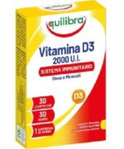 Equilibra Vitamina D30 Compresse 2000 U.I. per Sistema Immunitario Ossa e Muscoli 30 Compresse Integratore Alimentare