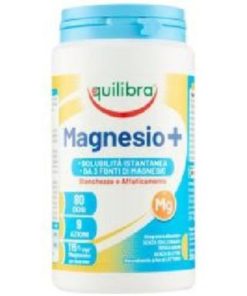Equilibra Magnesio+ in Barattolo Senza Zuccheri a base di Magnesio da sali organici Pidolato e Bisglicinato e Magnesio Carbonato