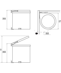 Alternative view of Raccoglitore con fissaggio ad anta e sollevamento automatico del coperchio 1x13L - Made in Italy